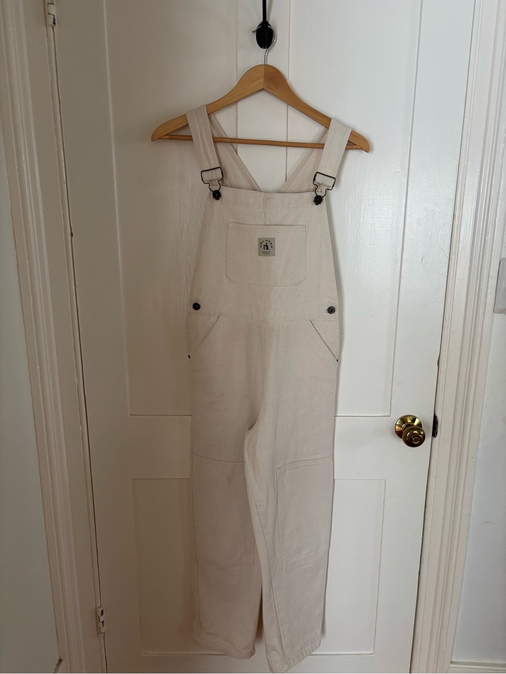 Cream Utility Cotton Overalls Jumpsuit